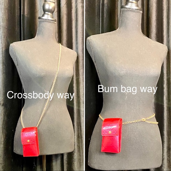 Louis Vuitton HOT PINK vernis leather pouch crossbody or bum bag w/keychain - Picture 10 of 10